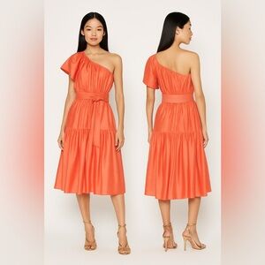 Current Air One-Shoulder Midi Dress – Size S (Orange Creamsicle)